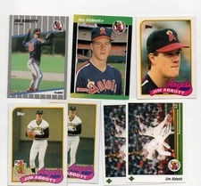 JIM ABBOTT ANGELS 1989 TOPPS FLEER DONRUSS UPPPER DECK ROOKIE RC 7X LOT