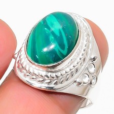 Green Malachite Gemstone Handmade 925 Sterling Silver All Size Ring For Gift
