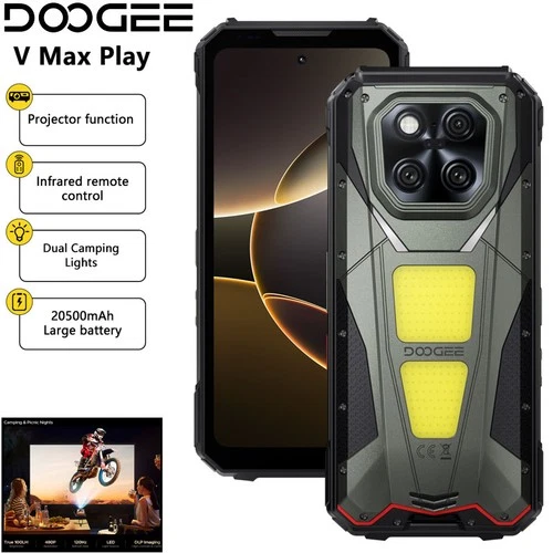 جهاز عرض DOOGEE V MAX PLAY 5G هاتف ذكي متين يعمل بنظام Android 15 مقاوم للماء في الهواء الطلق