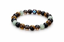 Protection Crystal Bracelet Evil Eye Tiger Eye Tourmaline Energy Shield 2 PC 
