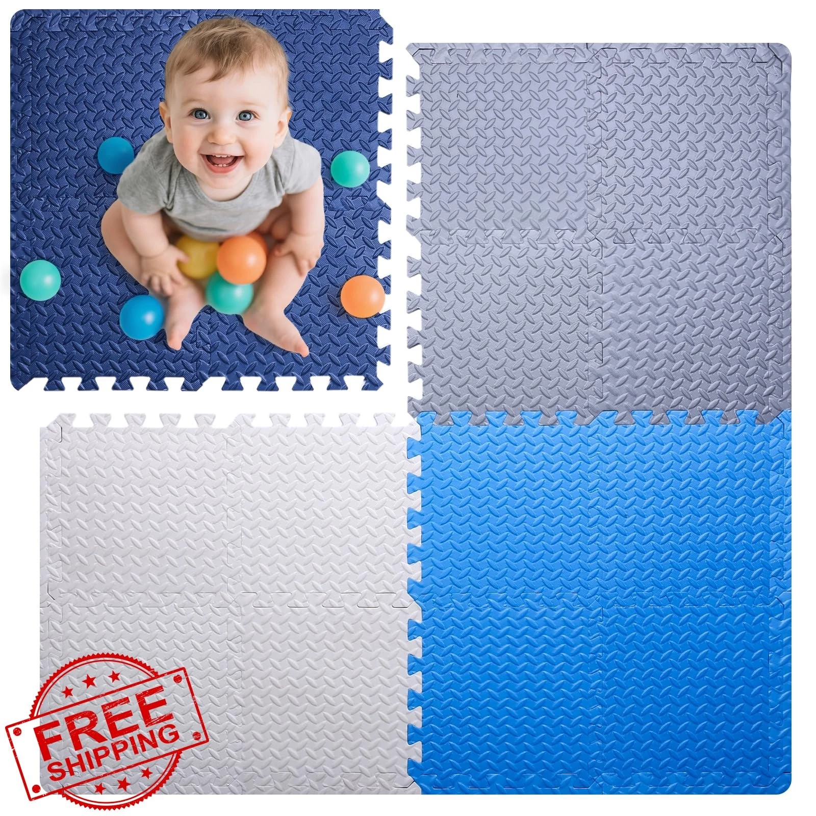 Coolcandy Play Mat 16 Pcs 4 Colors 0.4" Thick