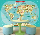 3D Animal World Map G4572 Wallpaper Wall Murals Removable Self-adhesive Honey