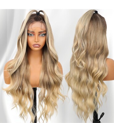 26 Inch Heat Resistant Synthetic Lace Front Wig with HD 13x4 Parting 26 Inch Long Silky Straight Wig Pink Lace Front Wig for  main image 3