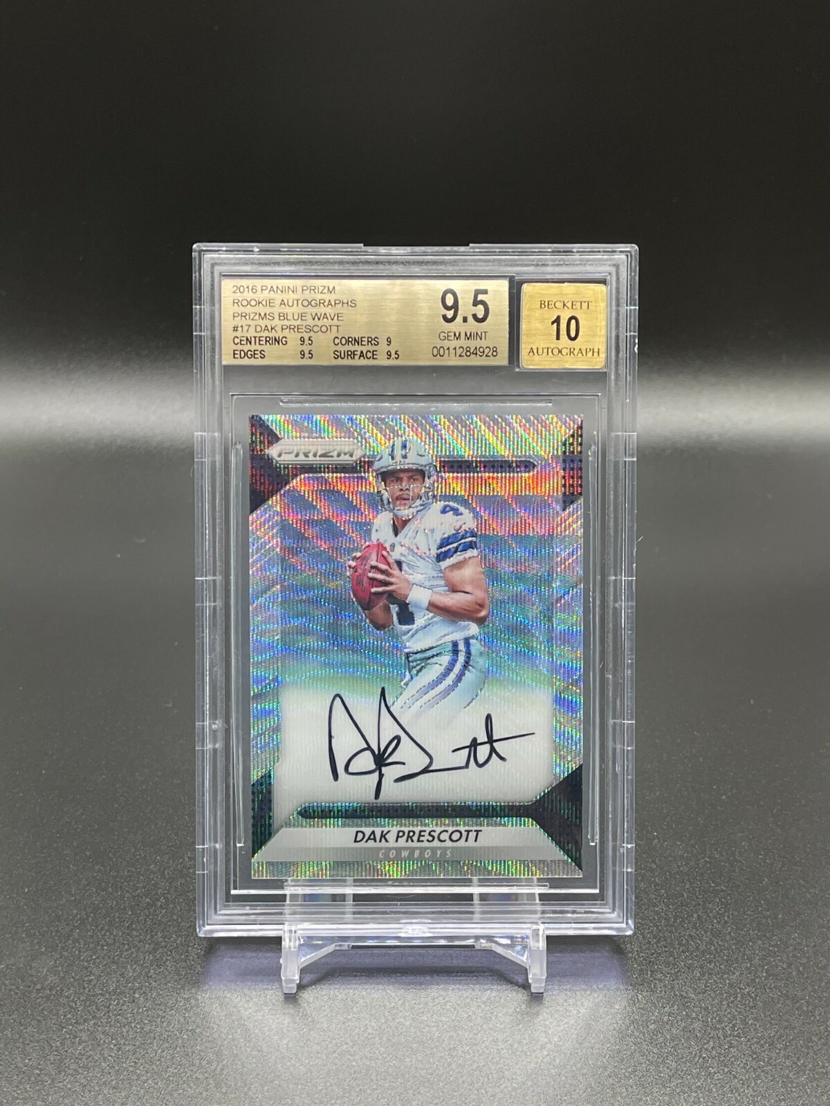 2016 Prizm Rookie Auto Blue Wave #141/149 Dak Prescott BGS 9.5 Auto 10