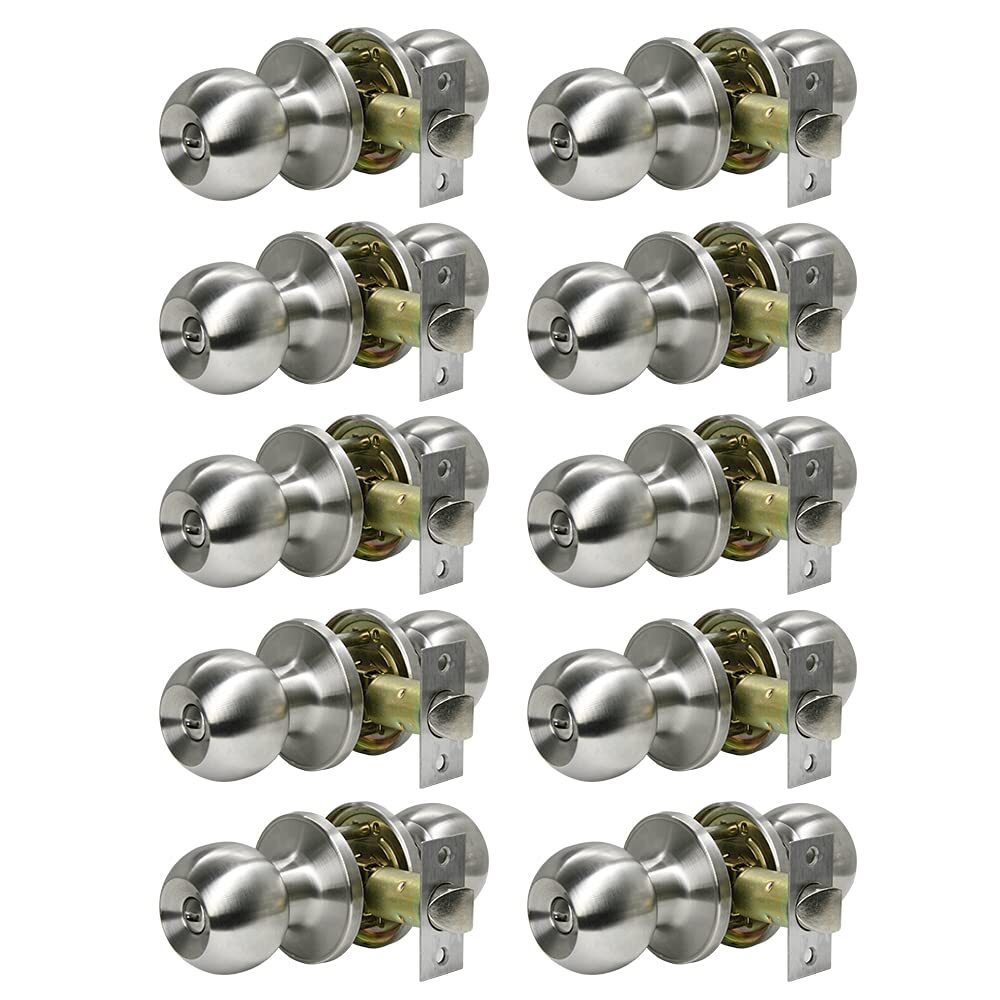 Privacy Door Knobs Keyless Interior Locks For Bedroom Or Bathroom Ball Satin Nic-image