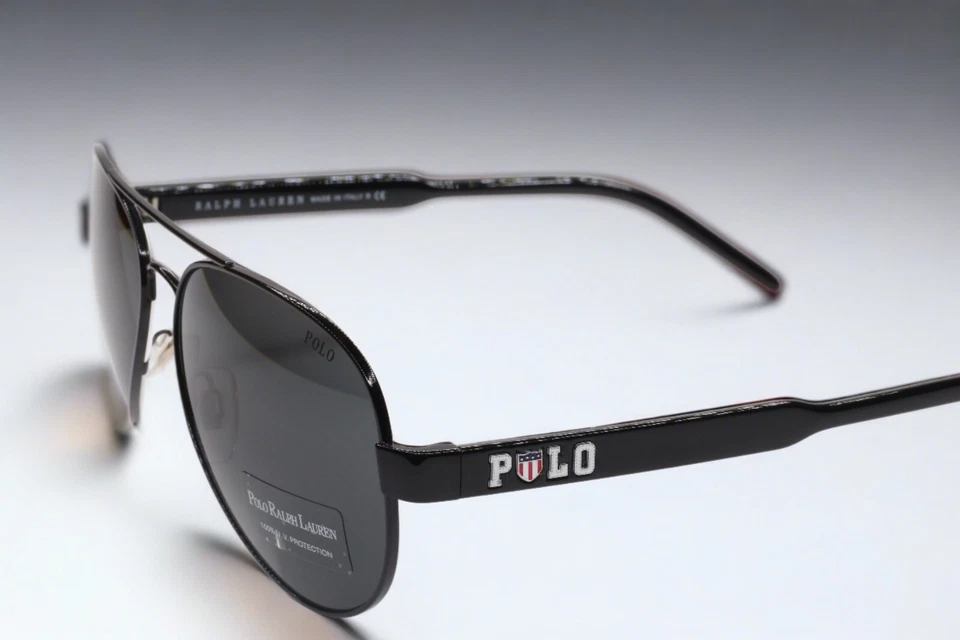 Polo Ralph Lauren PH3056 900387 Black Aviator Metal Italy Sunglasses 60-14-140MM - Image 4 of 4