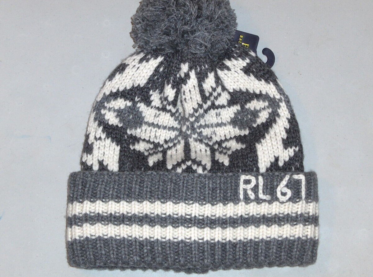 NWT! Burberry Fair Isle Pom Pom Blue Beanie Burberry Fair Isle Pom Pom Hat main image 2