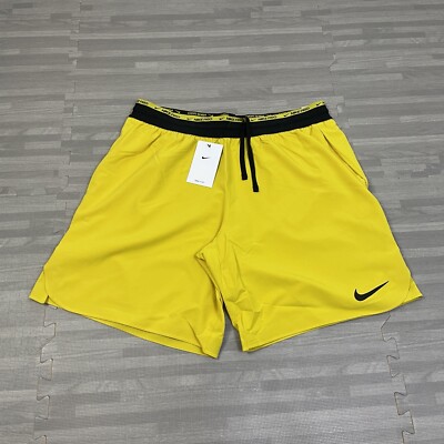 Nike Pro Dri-Fit Flex 8'' Unlined Training Shorts Mens Size XL DD1700 Yellow $80