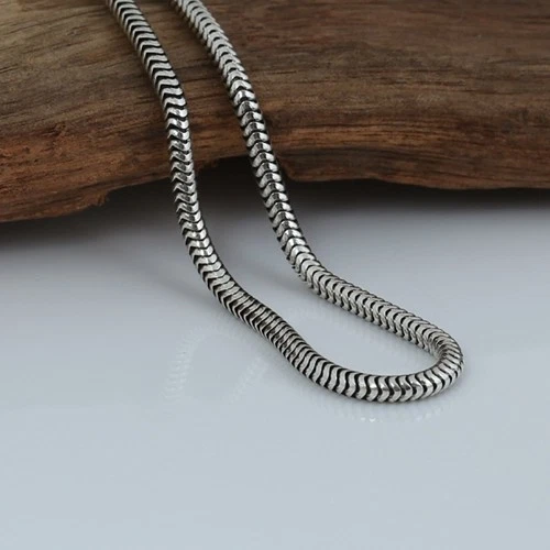 Simple Sterling Silver Snake Bone Chain Necklace, 925 Silver / 50cm