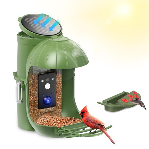 Vogelfutterspender mit Kamera | Vogelhaus Kamera mit Solar | Futterstationen DE - Bild 16 von 19