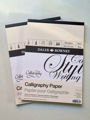 Daler Rowney Kalligraphie Papier Pad - 30 Blatt 90 g/m2 - A4 (x2 Blöcke) (neu)