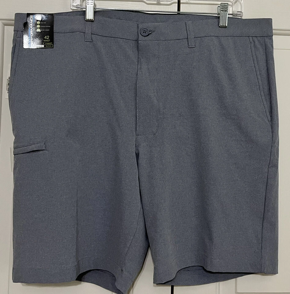 NWT Roundtree & Yorke Performance size 42 heather grey classic fit shorts mens