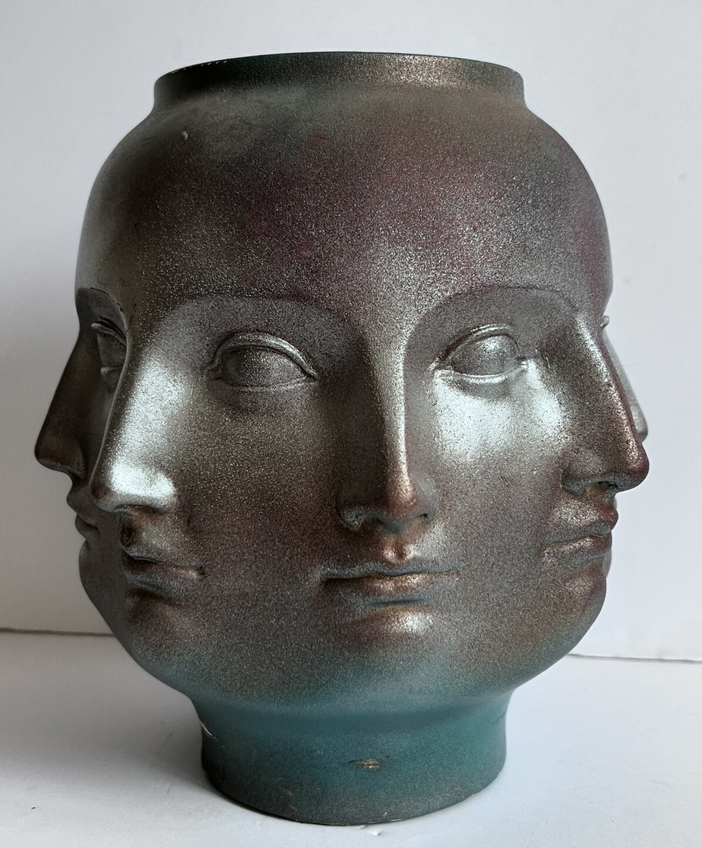 【希少品】Faces Vase TMS 2006 大仏 壺 ハンドメイド アート TMS 2005 Fornasetti Style Vitruvian Perpetual Faces Vase MCM Art