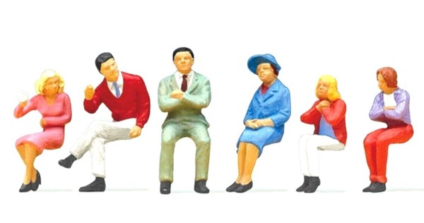 Preiser 10096 Sitzende Personen 6 Figuren H0 1:87 Handbemalt, Neu + Ovp-image