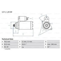 Bosch Anlasser Starter 1.8Kw FüR VW Golf IV Variant Ford Galaxy MK I Van