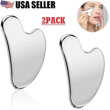 2Pcs Stainless Steel Gua Sha Facial Tools Guasha for Face Metal Gua Sha Tight US