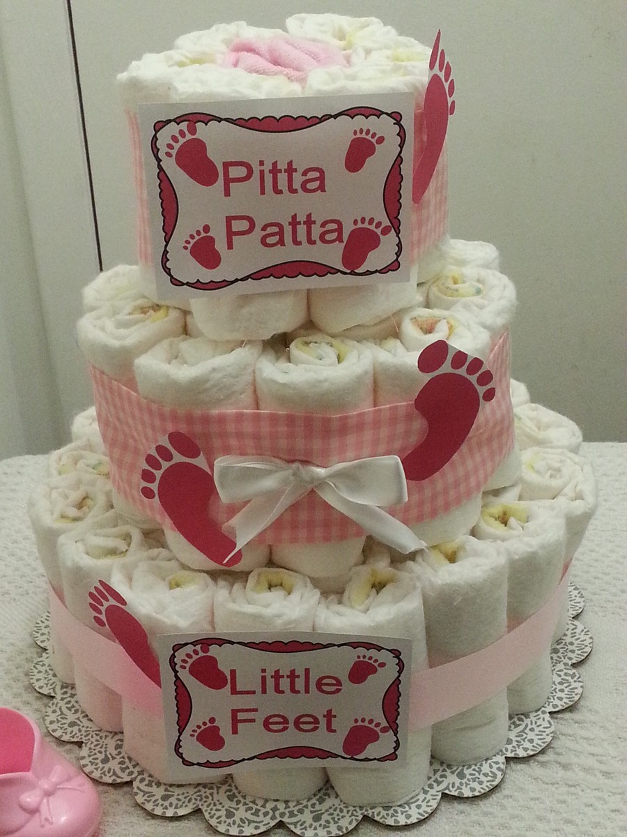 Tier Footprints Baby Feet Gingham Diaper Cake Baby Shower Centerpiece Boy  Girl