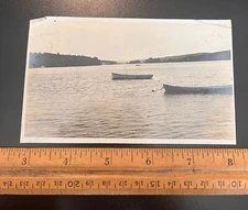 Real Photo Connecticut Lake Scene with 2 Canoes - Hartford area - c. 1910