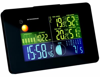 GT-WS-11S Digitale Funk Wetterstation Farbdisplay Wettervorhersage Funkuhr Snooz