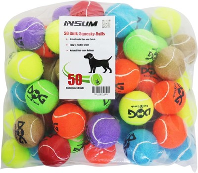 Vibrant 50-Pack Medium Squeaky Dog Tennis Balls - Ideal for Training & Play