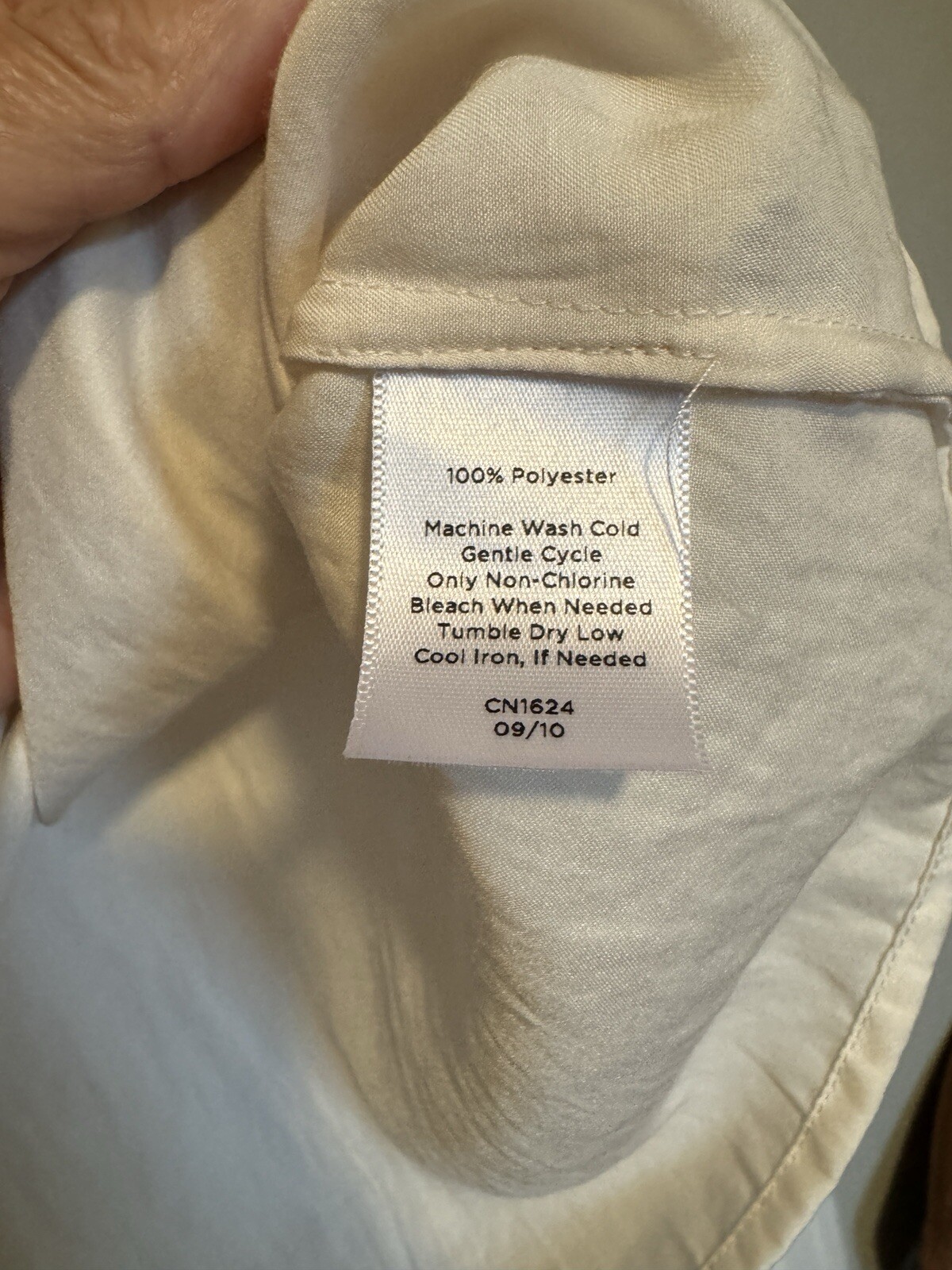 Talbots Office Blouse 12P Poly Solid Off White Ba… - image 5