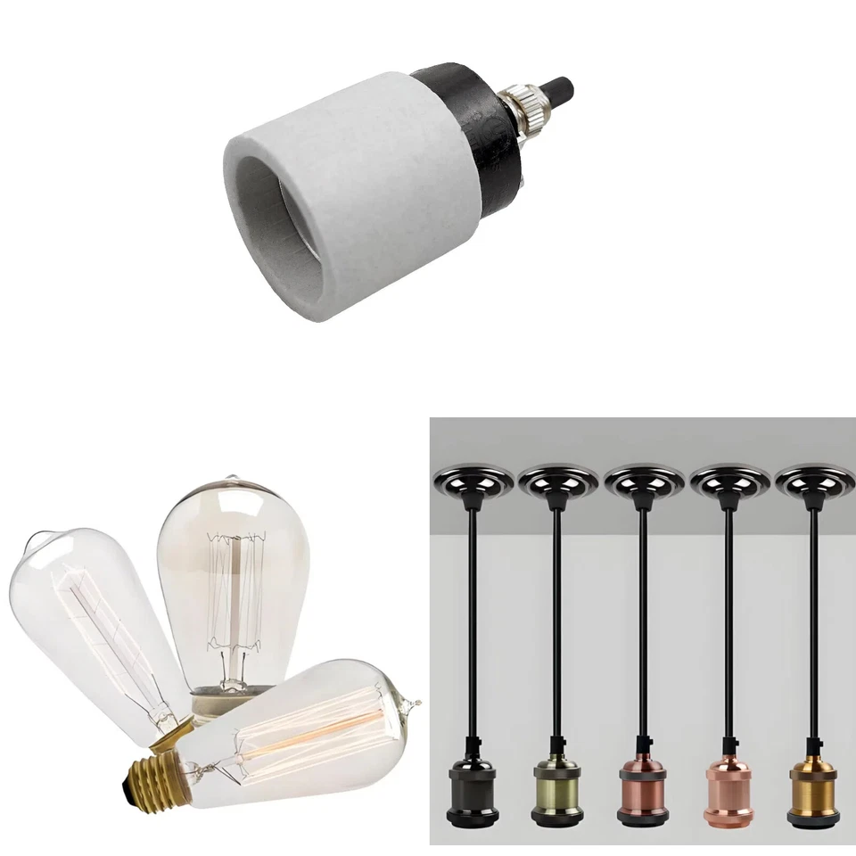 Porcelain Ceramic Rotary Socket Knob for Edison E26 Light 250W 660W Screw Switch - Image 2 of 4