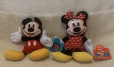 2 Pc Applause Beanbag Plush DISNEY MICKEY MINNIE MOUSE Stuffed Toys 7" NWT