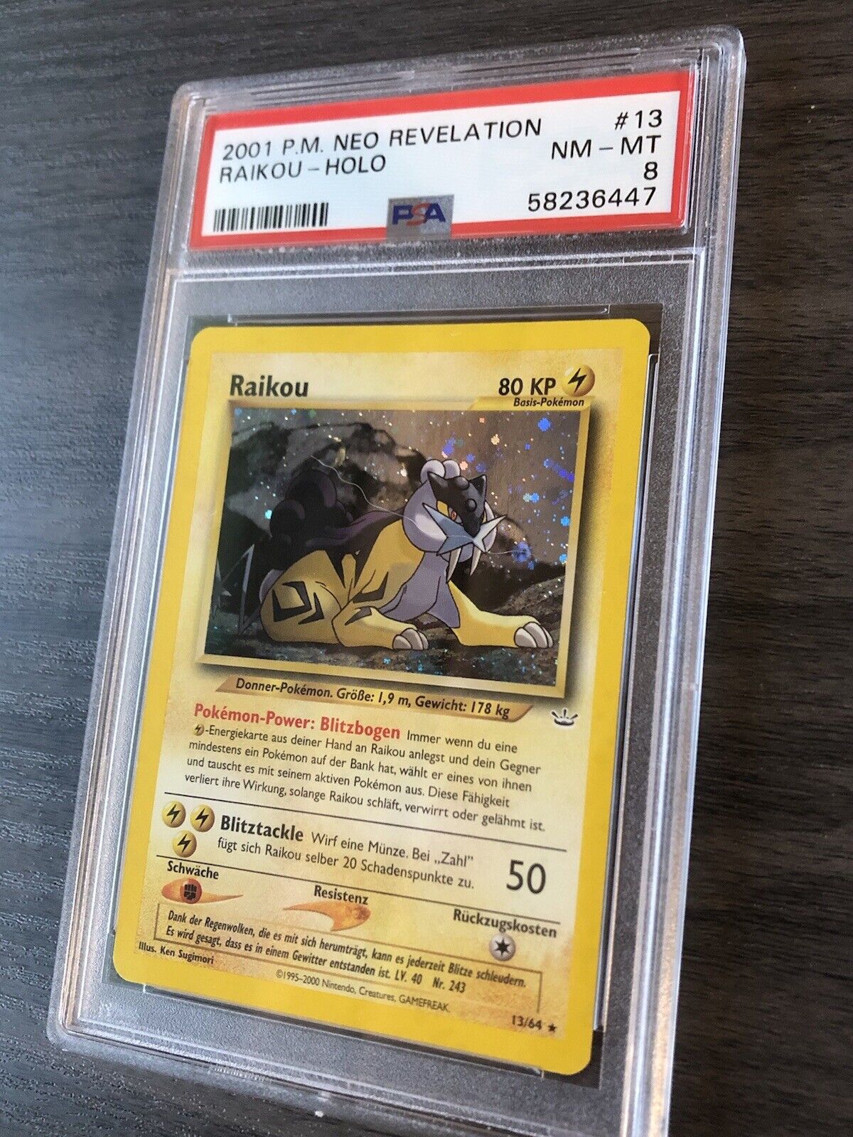 PSA 8 Pokemon Raikou Neo Revelation 1st Edition Rare #22 NEAR MINT