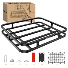 Nilight 32??26??4Inch RV Bumper Mounted Cargo Rack Carrier with Net Fits 4-inch