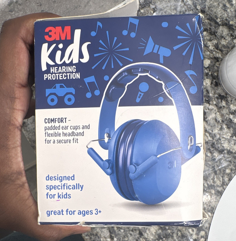 3M Kids Hearing Protection Ear Muffs Foldable Adjustable Blue Toddler PKIDSB-BLU