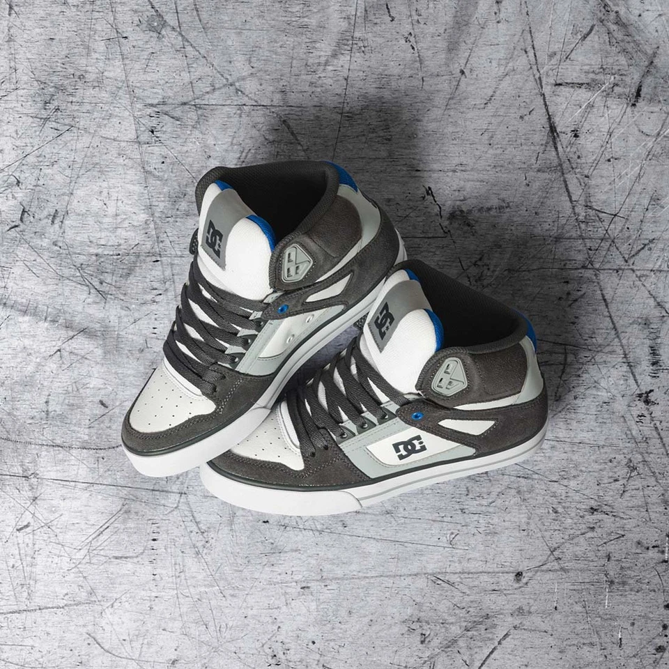 Zapatillas De Skate DC Pure High Top WC - Gris/Blanco/Azul - Imagen 2 de 4