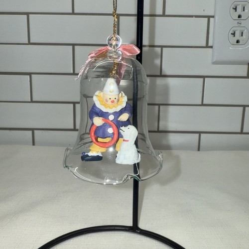 Ring In The Clowns Crystal Bell Christmas Ornament Handpainted with Dog - Picture 3 of 3