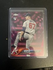Topps 2018 Chrome A.J. Minter Pink Refractor Rookie #180 Atlanta Braves