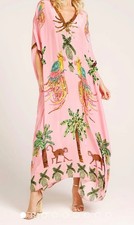 pink vacation dress Large, pineapple, gold.