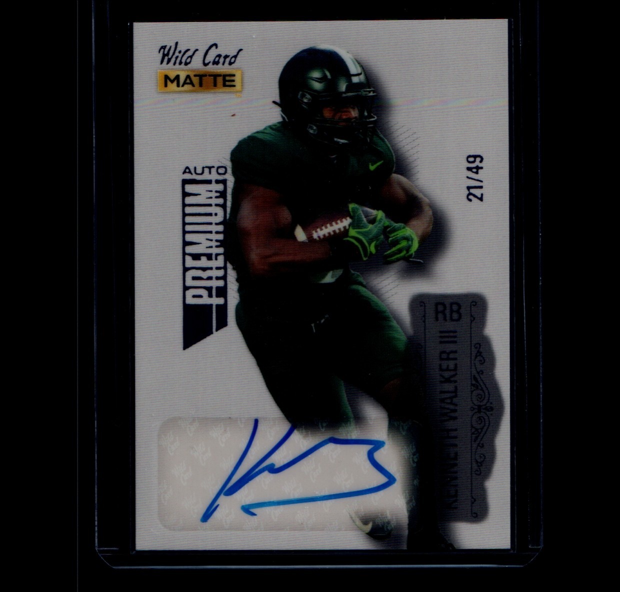 Kenneth Walker III Wild Card Matte White Draft Pick Premium Autographs #MBA Blue Foil