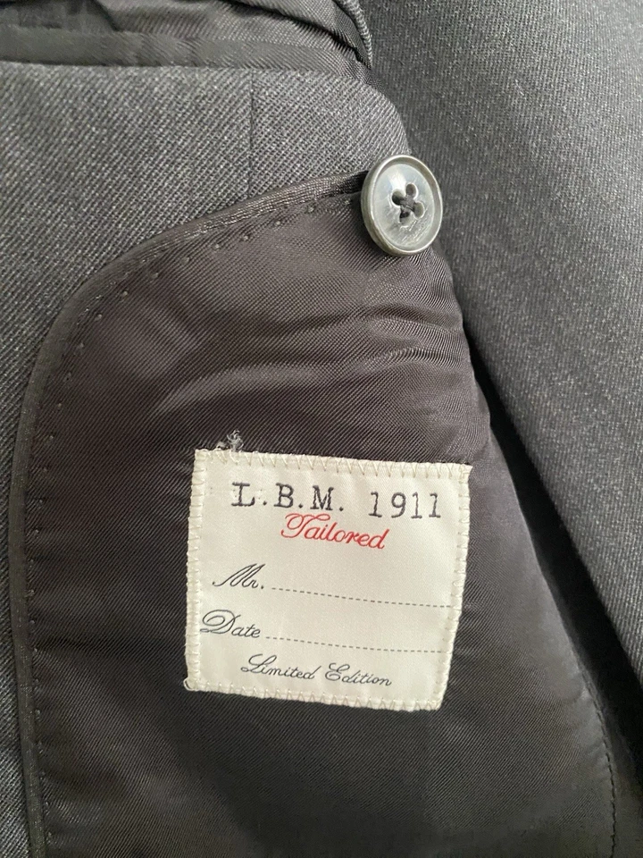 L.B.M. Terno masculino 1911 36R lã cinza carvão fino 2 peças feito na Itália reparo - Imagem 4 de 4