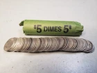 $5 Face Value Roll Of 50 Silver Roosevelt Dimes 90% Silver. Free shipping!