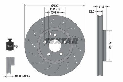 2 x TEXTAR 92277705 Bremsscheibe für MERCEDES-BENZ