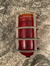 Vintage Adalet Fire Alarm Hvy Duty Cage Light  Metal Cage And Red Glass