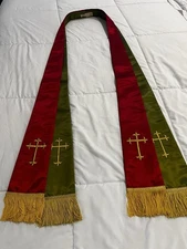 Clergy Preacher Stole Satin Red and Green