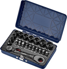 14 Mini Reversible Ratchet Wrench Tool Kit 32 Pcs Low Profile Bit Socket 14 Mini Reversible Ratchet Wrench Tool Kit 32 Pcs Low Profile Bit Socket