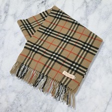 Burberry Cashmere Scarf Nova Check 31x124cm Soft Warm Vintage Condition