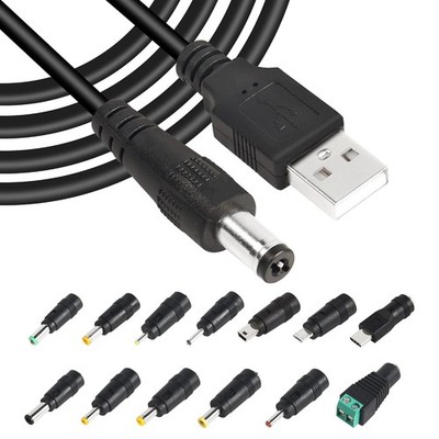 USB 2.0 zu DC 5,5x2,1mm Ladekabel 5 Stück 13 Stecker Laptop Powerbank PC Büro