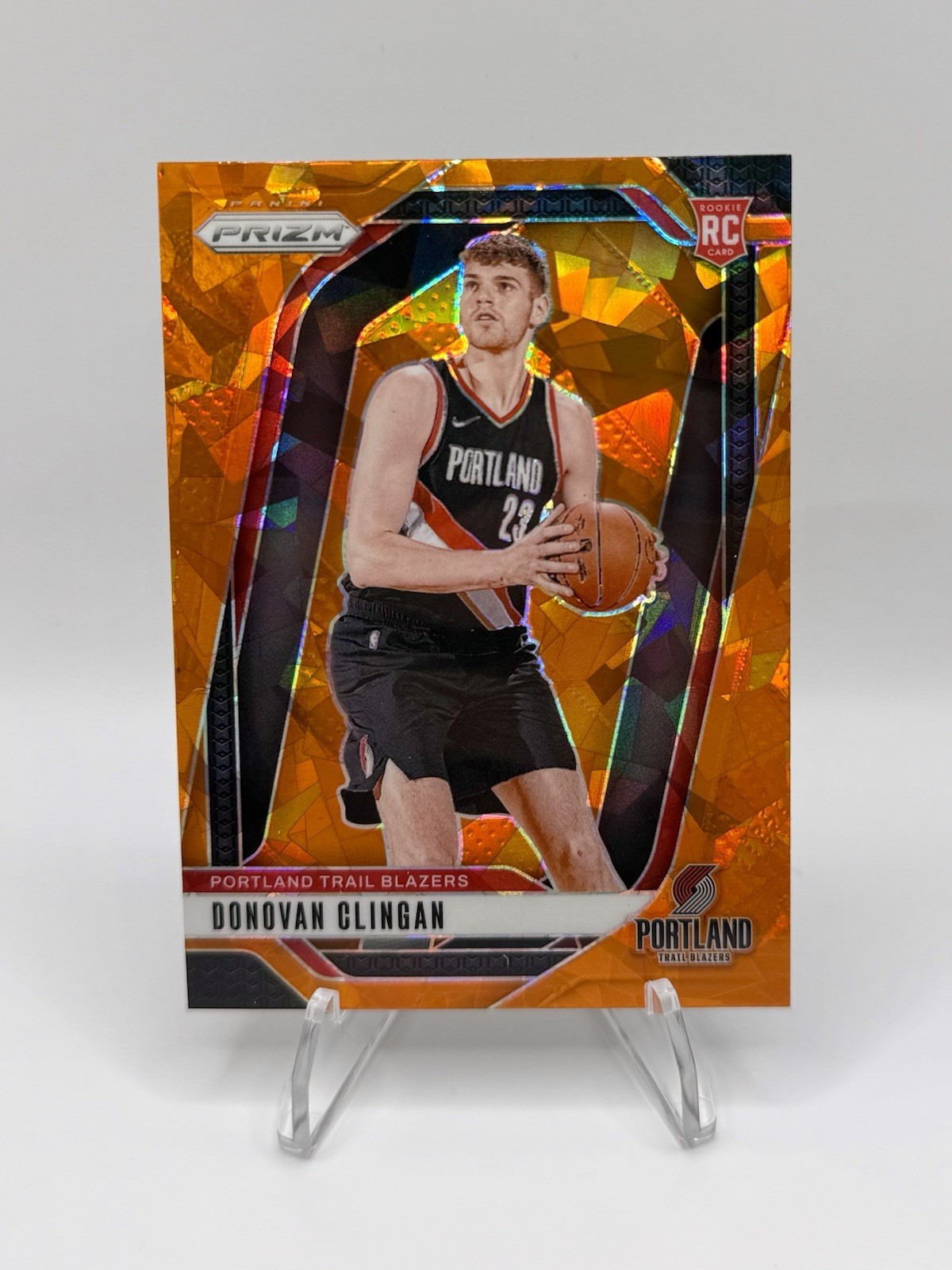 2024-25 Panini Prizm #221 Donovan Clingan Prizm Orange Ice Rookie