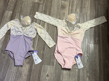 Capezio Women's Lace Sleeve Dance Leotard Purple Pink Beige CC110 Adult Ballet