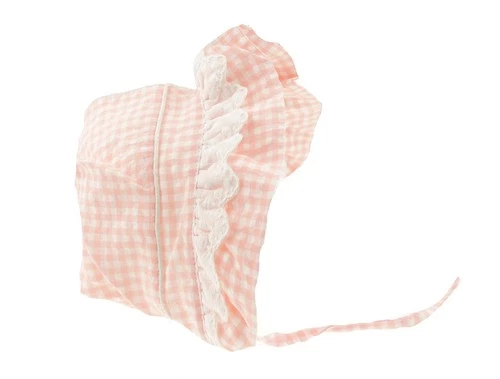 Baby Girls Cotton Gingham Sun Hat Broderie Anglais Trim – Pink Gingham 3-6 Month