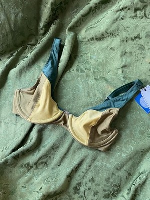 FAE Swim Colorblock Earth Tone Bikini Top Size Medium NWT Australia Designer
