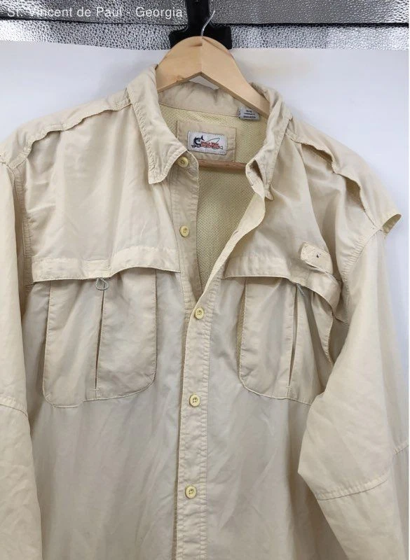 Camisa de pesca World Wide Sportsman amarilla vintage ventilada LS para hombre L exterior Foto 3 de 4