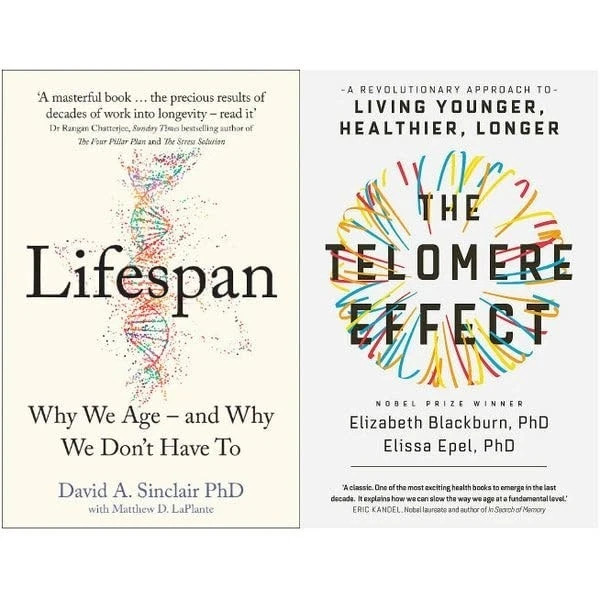 Lifespan Dr David A. Sinclair, Telomere Effect Elizabeth Blackburn 2 Books Set
