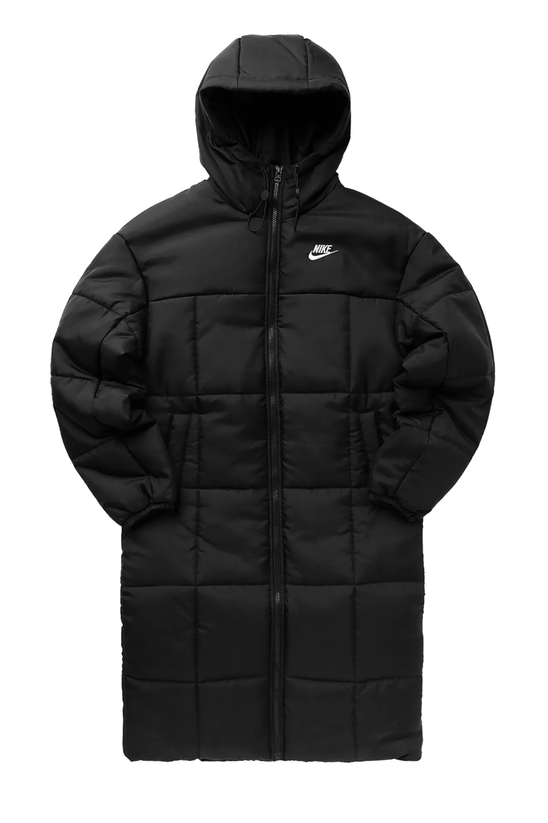 Nike Long Parka Black Jacket Thermal Insulated Hooded Loose FIT